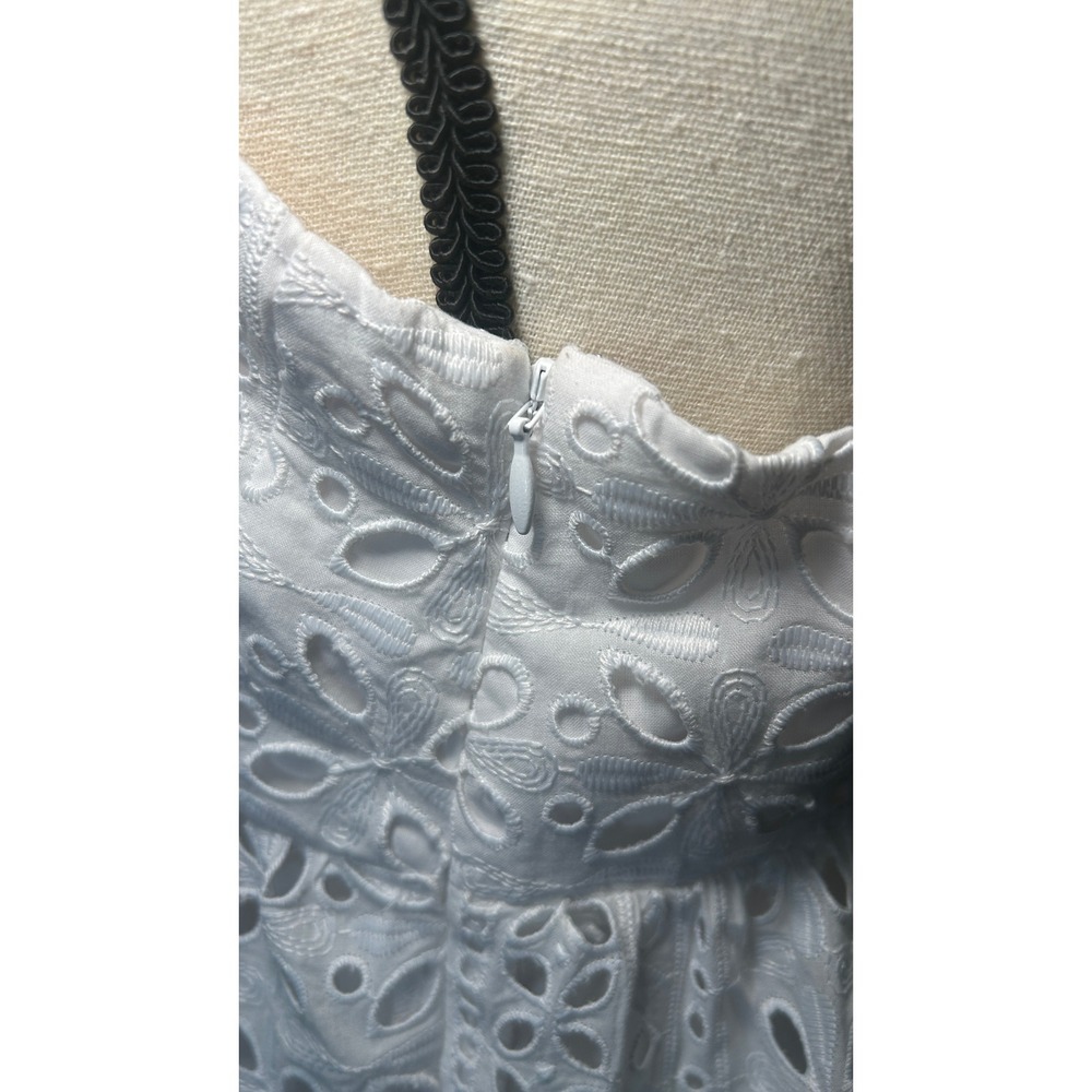 J.Crew Eyelet Tiered Midi Dress 10 White Square Neck Adjustable Straps AY627 - Picture 3 of 8